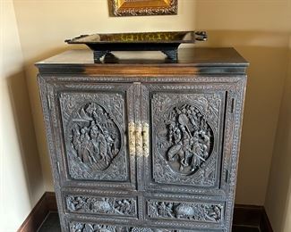 Early 20th century carved mahogany Chinese cabinet.