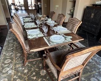 Gorham crystal, china, and another beautiful room size rug.  Dining room table and chairs excluded from sale.
