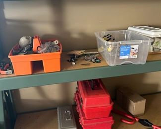 Sturdy shelving and tool boxes.