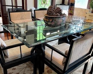Beautiful glass top dining table and chairs all sold separately