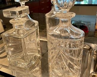 Many crystal decanters for your bar! 