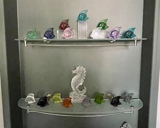 Lalique collection of fish and seahorses