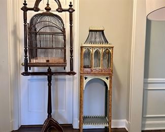 Antique and painted bird cage