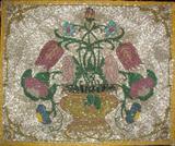 EARLY 19TH CENTURY BEADED PICTURE OF A BOUQUET OF FLOWERS, NICE
CONDITION WITH NO BEADS MISSING.