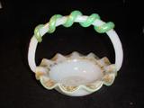 BEAUTIFUL FRENCH OPALINE BASKET.