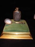 NOUVEAU SILVER OVERLAY FLASK.