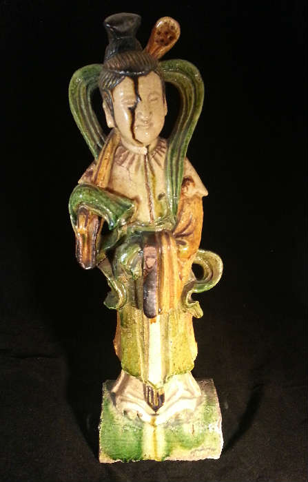MING DYNASTY ROOF TILE FIGURE APPROXIMATELY 17 INCHES TALL;