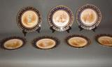 FINE LIMOGES PORTRAIT PLATES SIGNED L. JEAN, SET OF 8