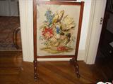 ANTIQUE NEEDLEPOINT FIREPLACE SCREEN.