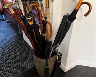 Vintage umbrellas and canes 