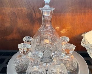 Etched Glass Pitcher Set