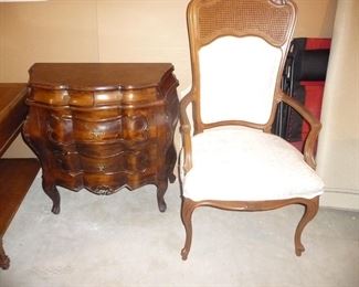 antique lined chest/ side chair 