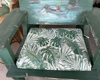 Hand painted scenes on patio furniture