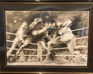 "The Maulers" LeRoy Neiman Signed Print gorgeous frame 