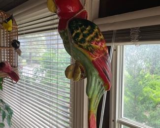 Vintage ceramic hanging parrot planter, SO CUTE!