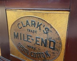 Antique Clark's Mile End Spool Cotton general store display cabinet in pristine condition, early 1900s