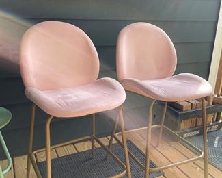 Pink velvet bar stools. Counter height