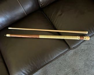Small selection of pool cues are on hand!