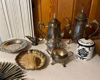Silver plate tea and coffee set