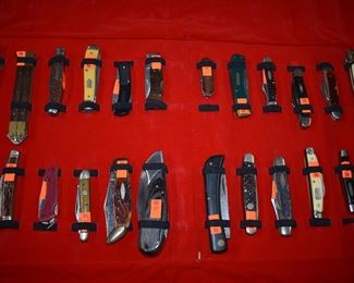 Over 140 Pocket, Hunting, Military and Other Knives many with Names like Buck, Case, Old Timer, Kissing Crane, Barlow, Boker, Victorinox, Craftsman, Stihl, and More!