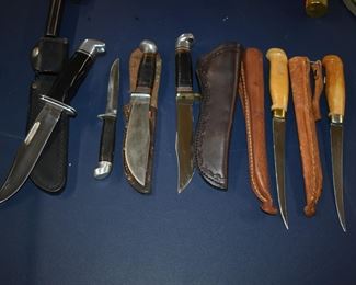 Over 140 Pocket, Hunting, Military and Other Knives many with Names like Buck, Case, Old Timer, Kissing Crane, Barlow, Boker, Victorinox, Craftsman, Stihl, and More!