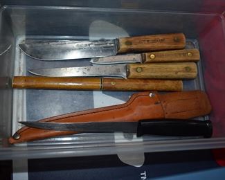 Over 140 Pocket, Hunting, Military and Other Knives many with Names like Buck, Case, Old Timer, Kissing Crane, Barlow, Boker, Victorinox, Craftsman, Stihl, and More!
