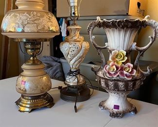 Capodimonte Lamp and Vase