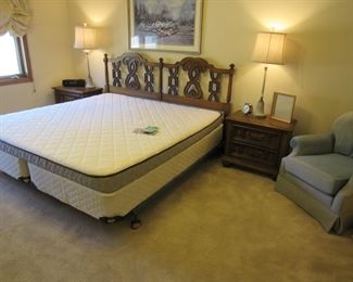 King size Sealy mattress (only 2 yrs old) and retro Mediterranean bedroom set