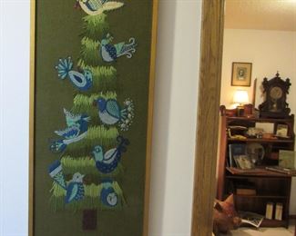 Christmas crewel wall hanging