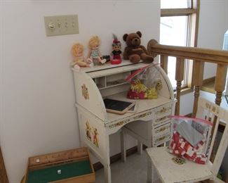 Antique Scandinavian children's desk and matching chair