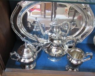Reed & Barton "de Champlain" tea set and platter (silverplate)