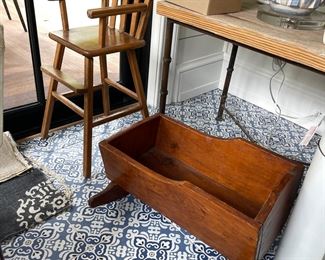Antique High chair and cradle