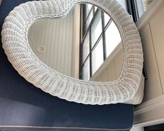 heart shaped wicker mirror