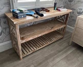 Console table, Kate and Co. measures 52 wide, 18 deep, 30 high