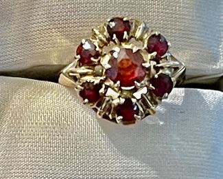 Antique garnets and gold ring