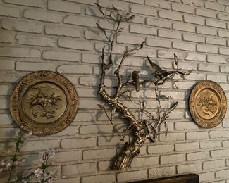 Bronze Wall Art Birds on Branch 
