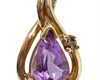 #101 • 14k Gold, Amethyst & Diamond Pendant
