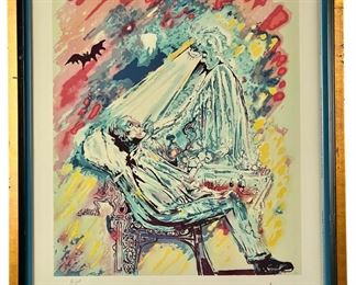 original signed lithograph by surrealist artist Salvadore Dali (1904-1989) is titled " La lumiere de la guerion" or "The Light of Healing". It is from his series "L' Aventure Medicale" 