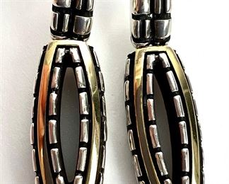 #154 • Vintage John Atencio "Capture" 18K and Sterling Silver Dangle Earrings