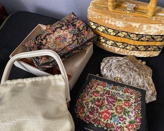Vintage beaded, mesh, clutch handbags and purses.