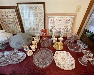 Antique lamp shades and China