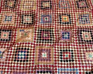 HandPieced Vintage Quilt With Miniature Squares