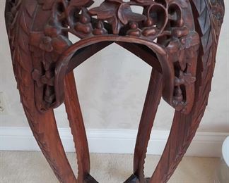 Marble Top Carved Wooden Fern Stand
