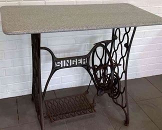 Table With Antique Singer Sewing Machine Base