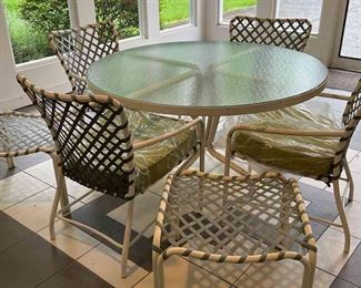 Tempered GlassTopped Patio Table  4 Chairs