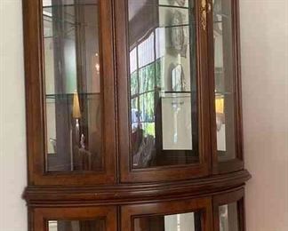 Wood And Glass Corner Curio Cabinet