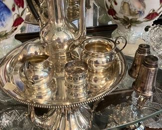 Coffee Set Pot, Creamer, Sugar, Tray