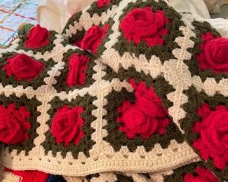 Crochet Afghan Red Green