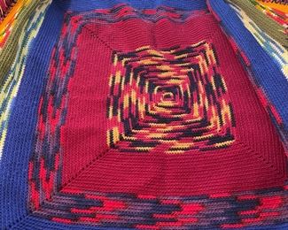 Crochet Afghan Red Blue