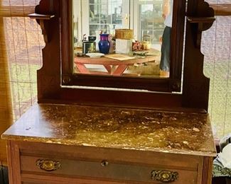 Black Marble and Mirror Topped Chest